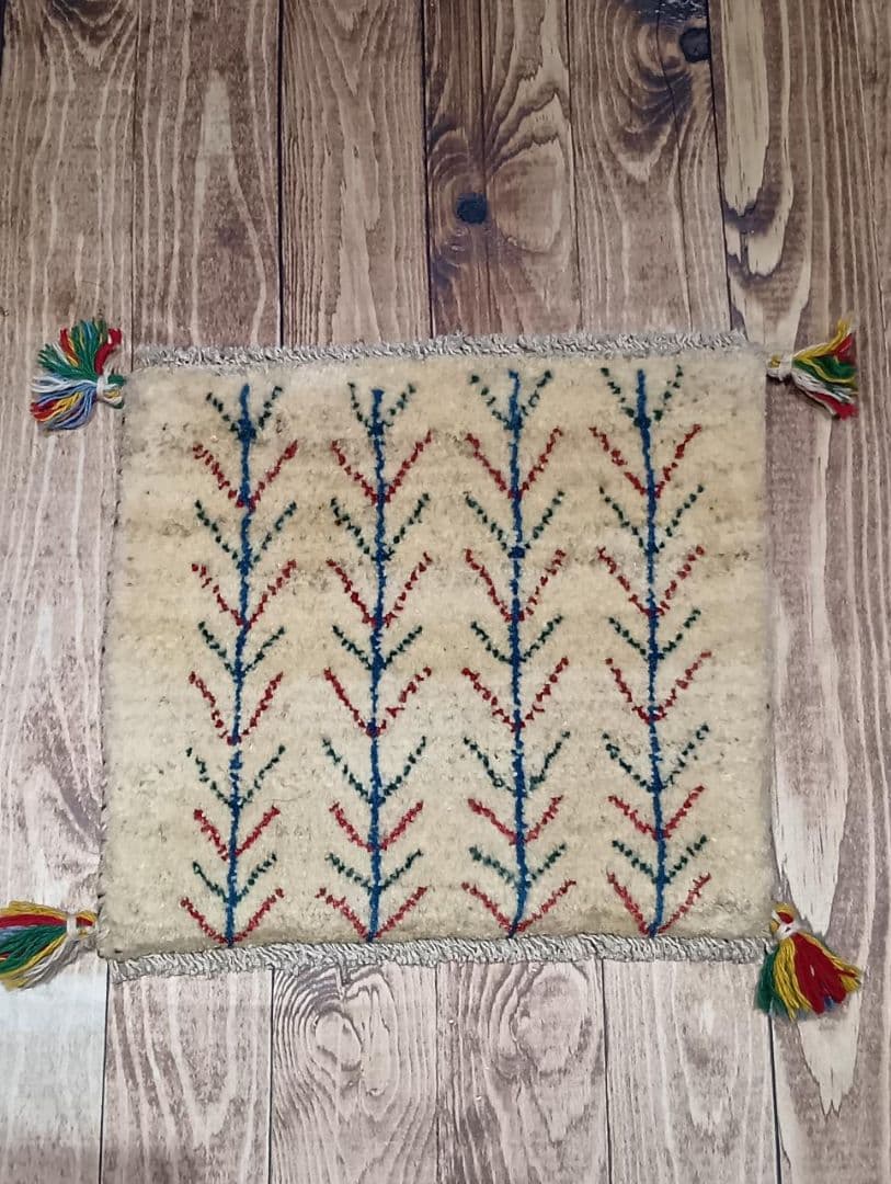 ペルシャ絨毯　ギャッベ　座布団　手織り　イラン(110)