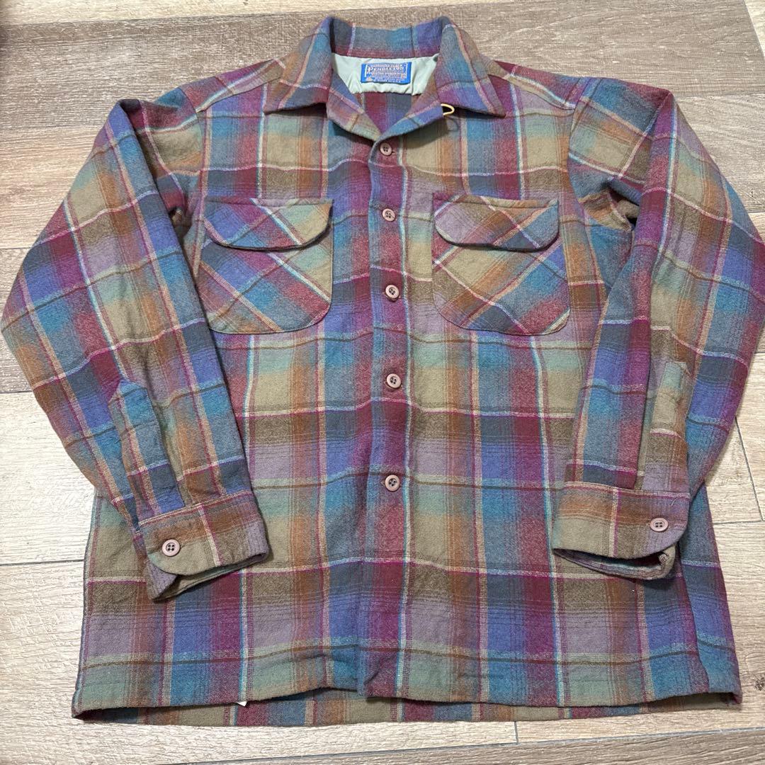 希少カラー　70s PENDLETON マルチカラー オンブレ ボードシャツ M