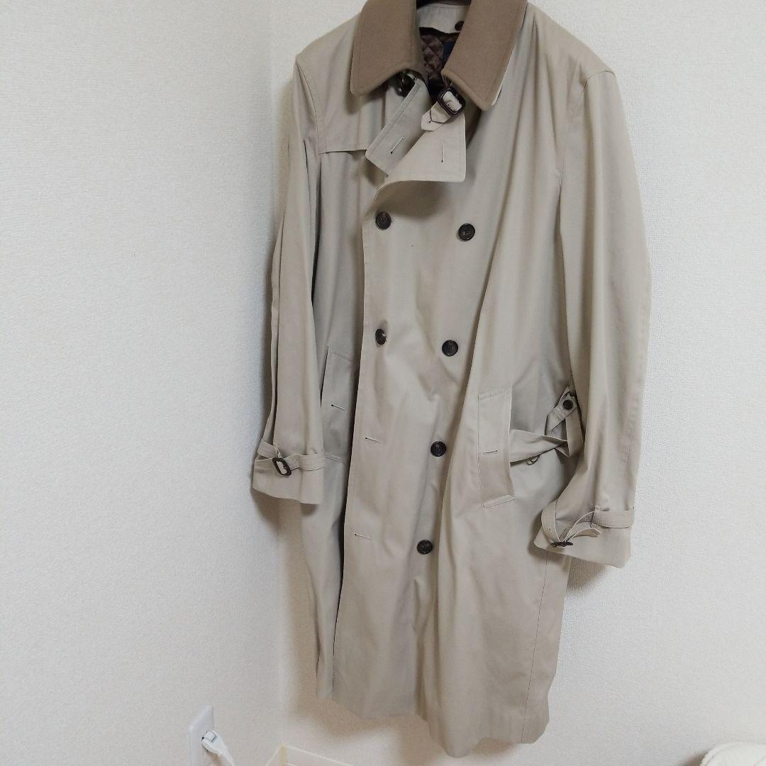 美品◎ブルックスブラザーズ ロングトレンチコート48ベージュ カシミヤ混ライナー