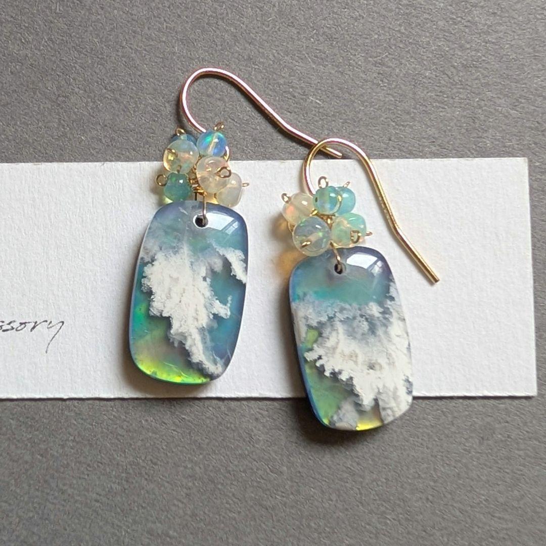 ツナギ様 1点物✧︎レッドプルームアゲート ピアス