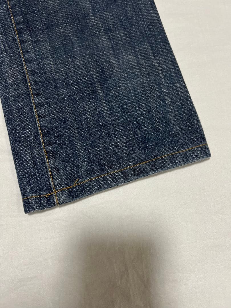 EVISU DONNA 27サイズ　白大黒　ビックカモメ　色落ち加工　ジッパー