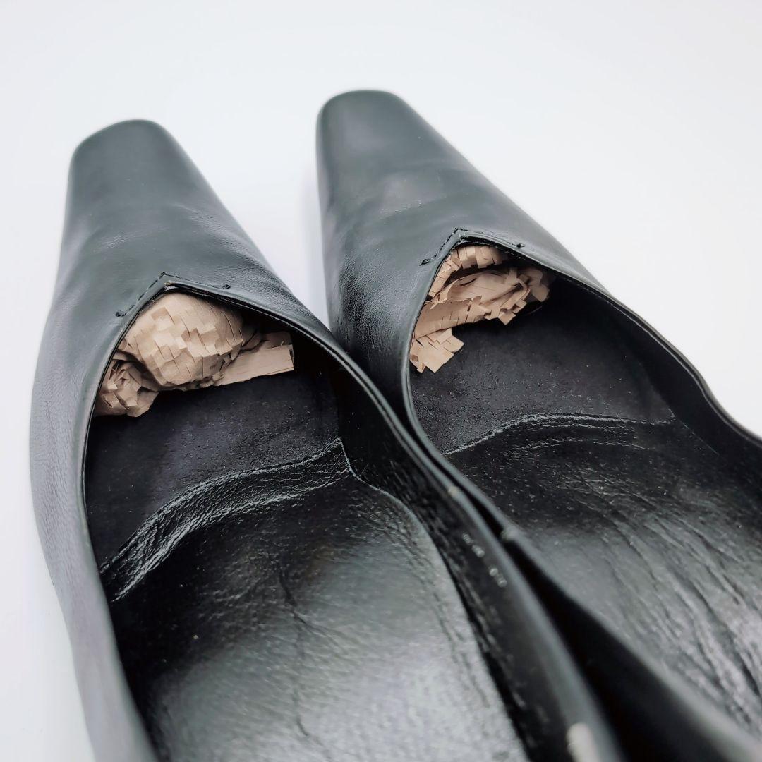 ✨️極美品✨️MANA デザインヒール　ポインテッド　黒　本革　37 Vカット