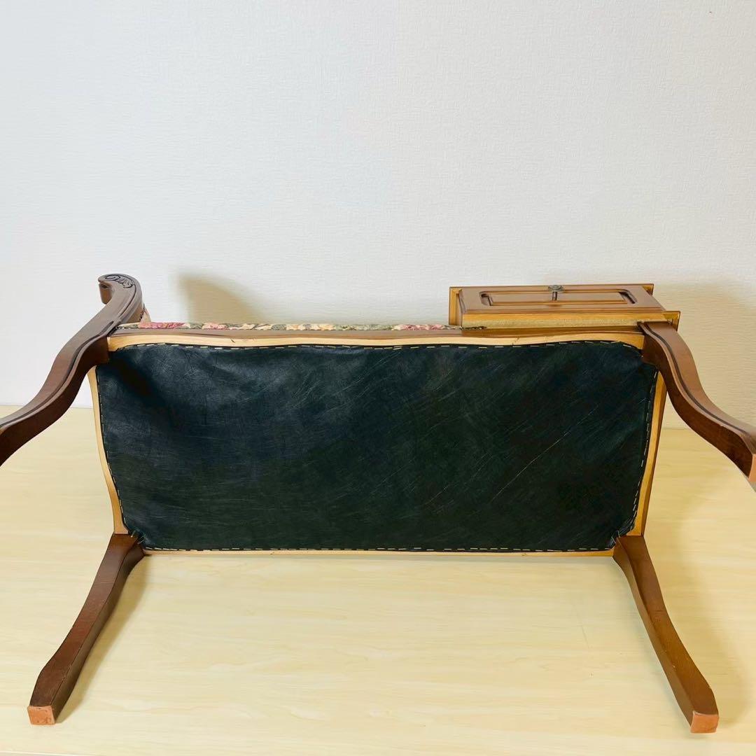 テレフォンベンチ テレフォンチェア 猫脚 猫足 サイドテーブル付き 椅子 木製