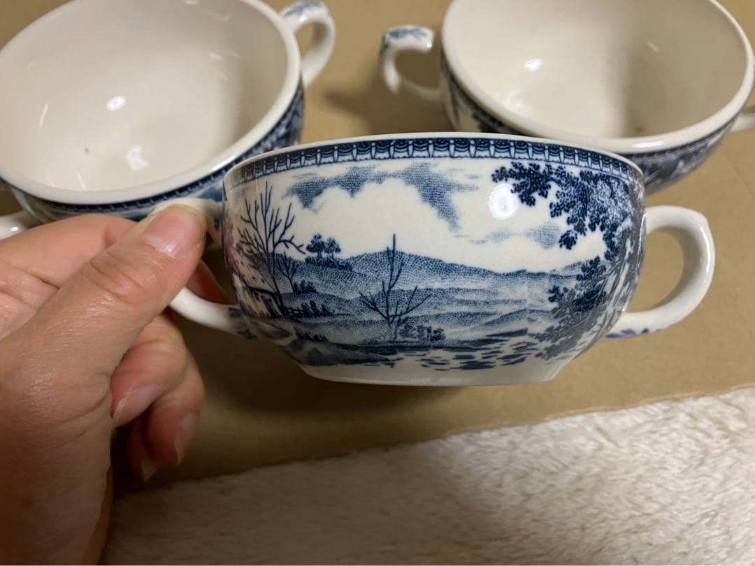 昭和レトロ　アンティーク オランダ18世紀の人物山水庭園風景画 インテリア食器