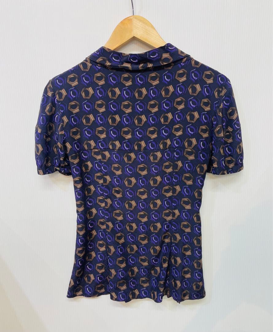 PRADA 幾何学模様 ブラウス シルク素材 プラダ シャツ