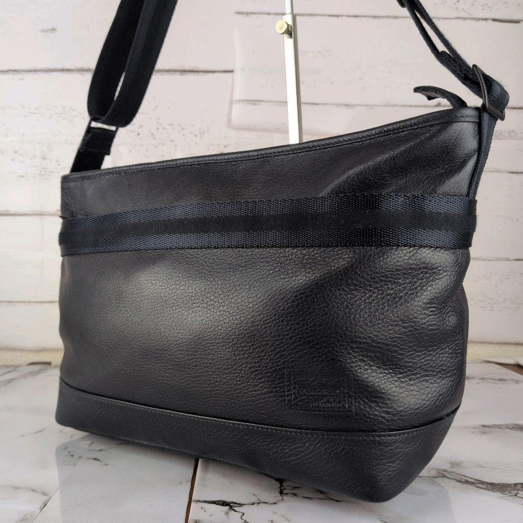 【極美品】ポーター☆A4　シボ革　レザー　ショルダーバッグ　ディライト　ネイビー