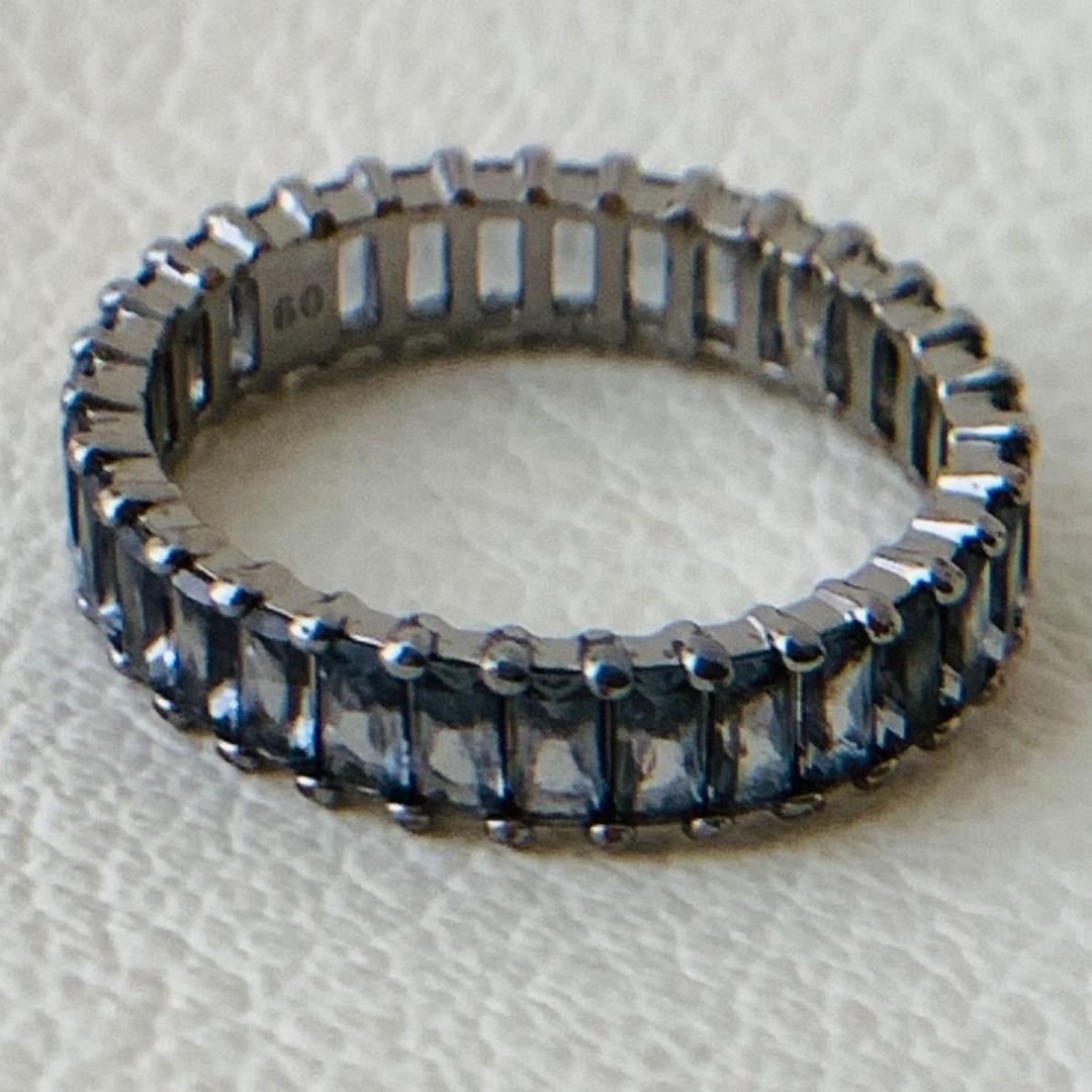 スワロフスキー マトリックス リング バゲットカット シルバー アイスブルー