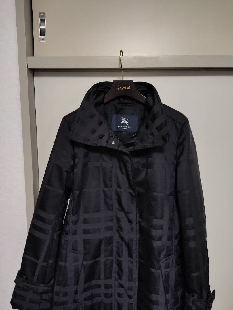 BURBERRY ブラック チェック柄 ロングコート 40