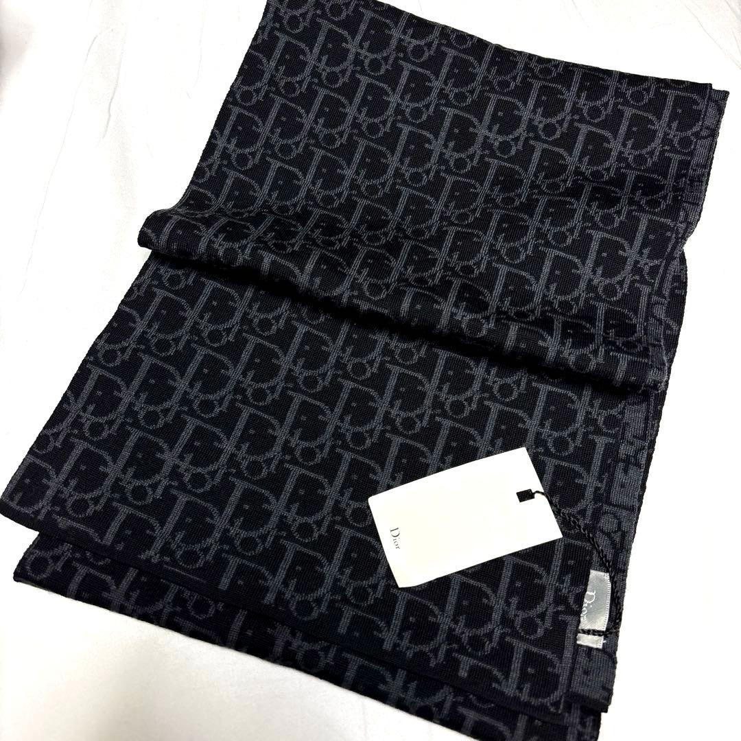 タグ付 極美品 Dior ディオール トロッター柄 マフラー ストール 黒 人気