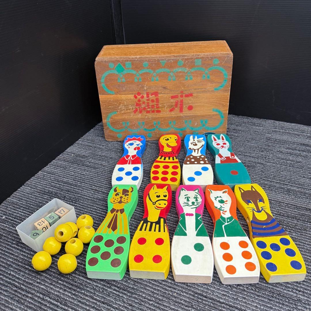 【希少】フレーベル館 組木 動物 積み木 知育玩具 木製 木箱付き 昭和レトロ