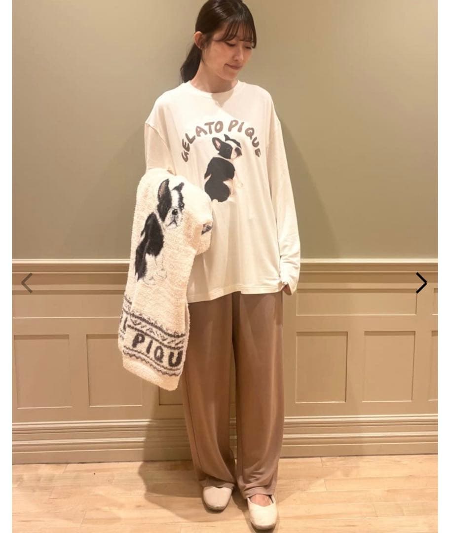 ジェラートピケ　ふわふわパグさんジャガードブランケット超大判タイプ