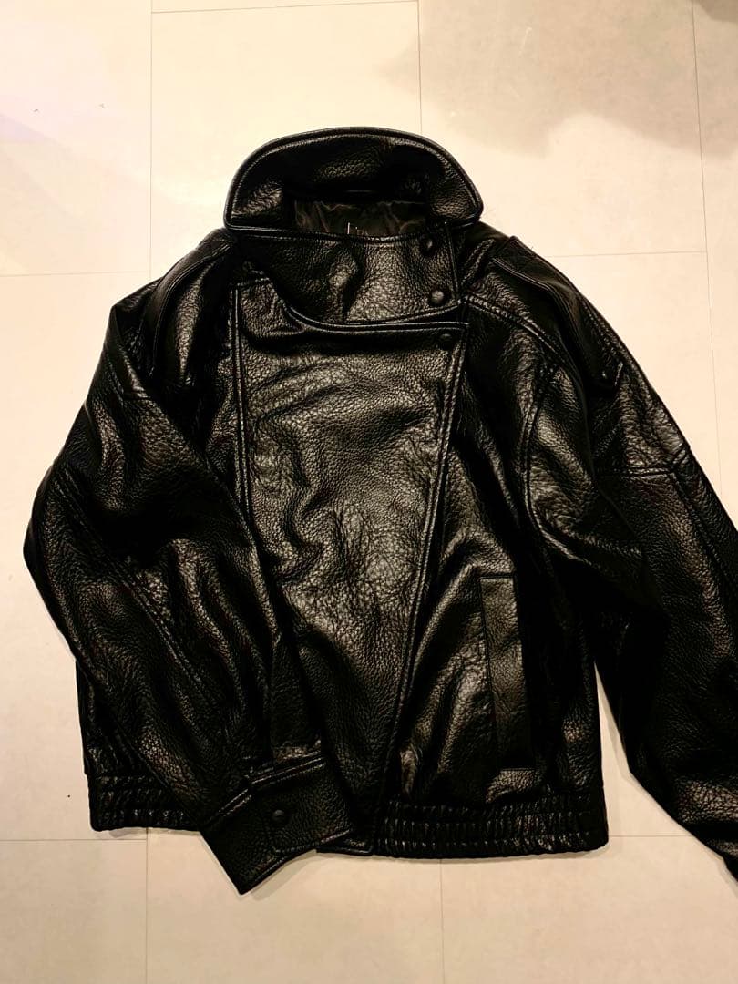 ZARA ブラック レザー ライダースジャケット L