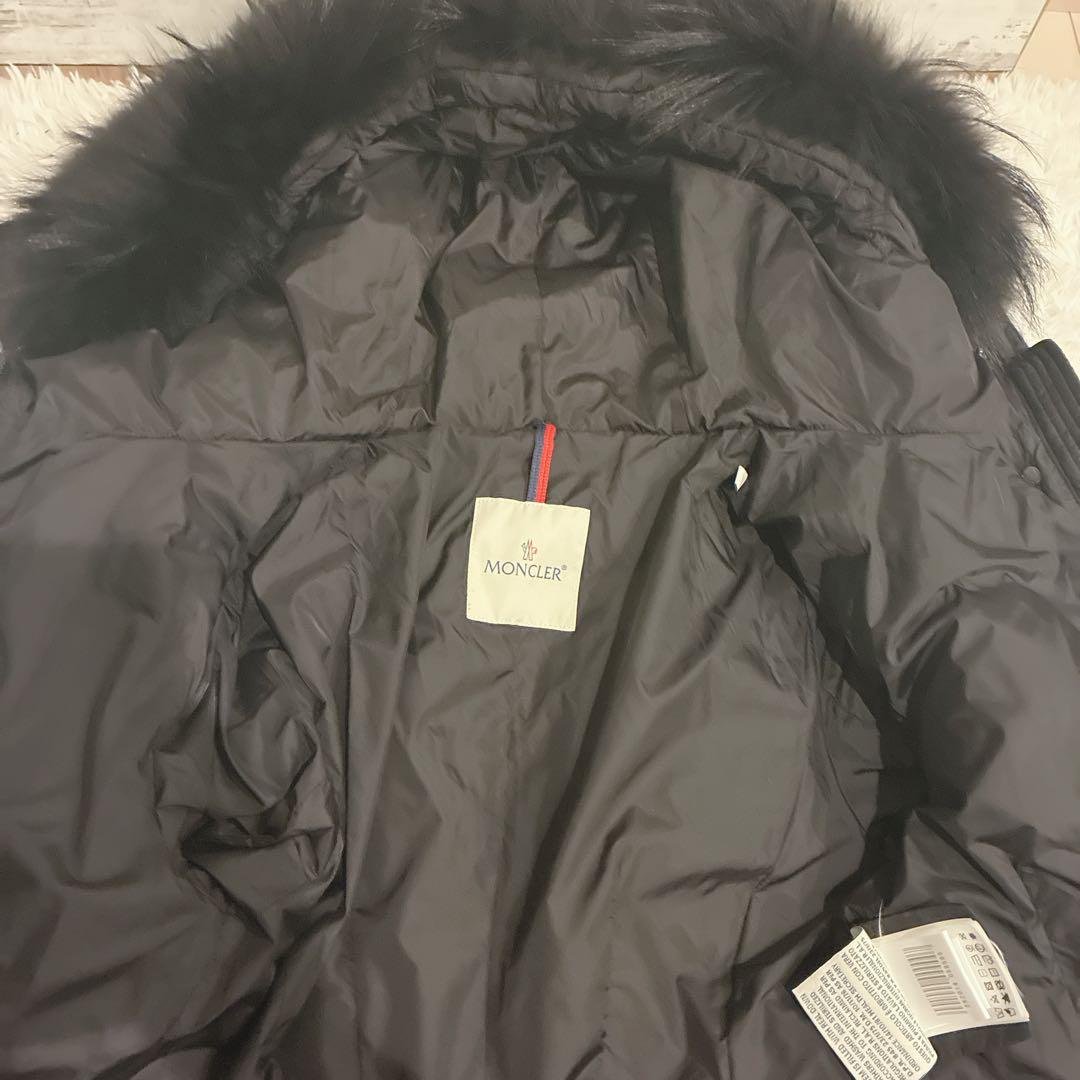 MONCLER ロング ダウンコート ファランジェール ブラックファー Aライン