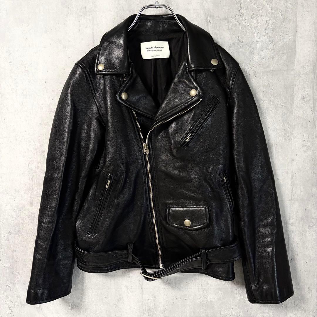 【美品】ビューティフルピープル サイズ160 ライダースジャケット羊革ラム