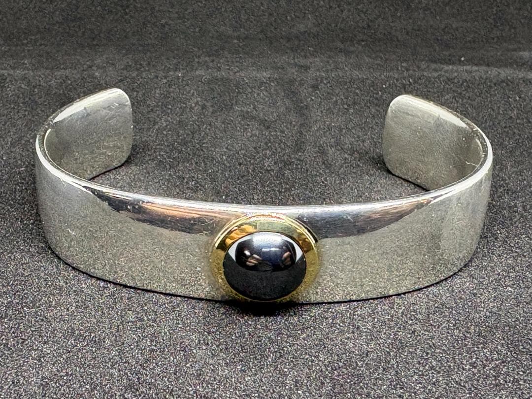 【ヴィンテージ ティファニー】シルバー/ゴールド ヘマタイト バングル 男女兼用