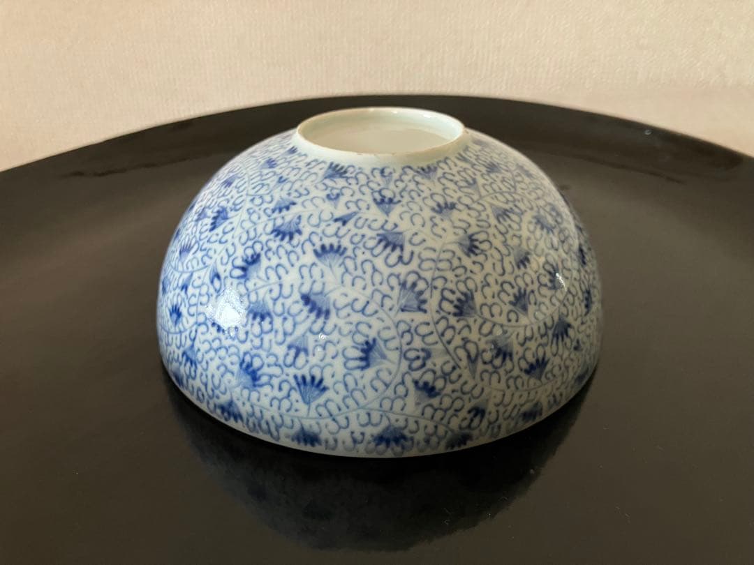 古伊万里　染付茶碗／みじん唐草紋