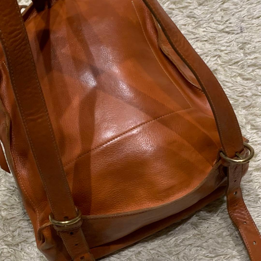 asa　イルビゾンテ リュック オールレザー ロゴ型押し ブラウン