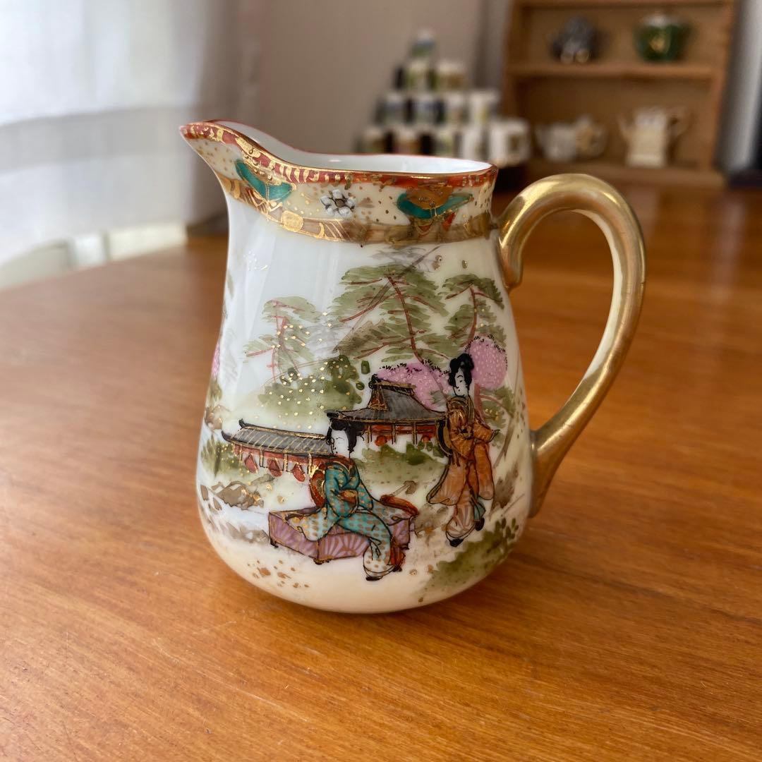 オールドノリタケ　ミルクジャグ　クリーマー　英国里帰り品　人気の着物絵　芸者