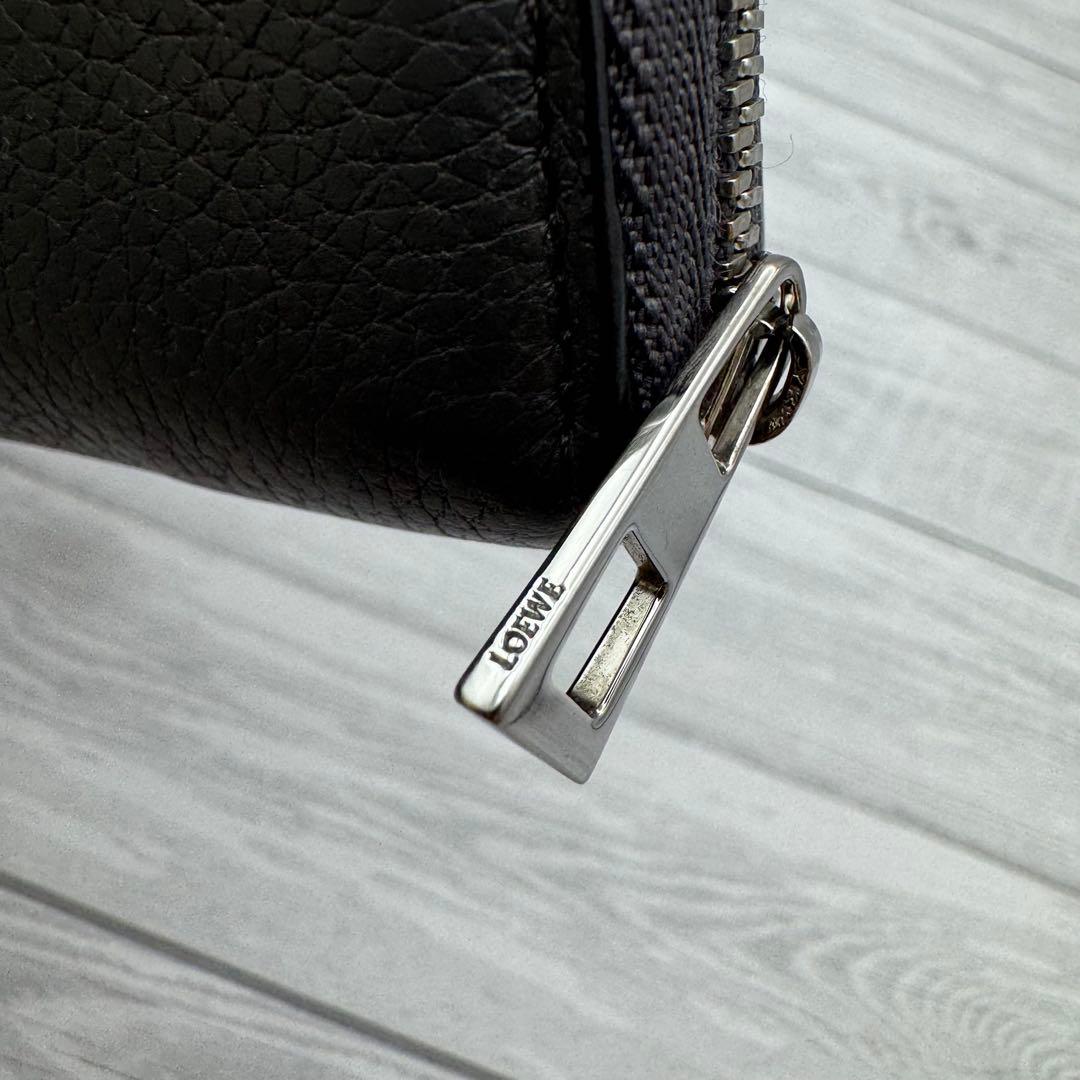 【美品】LOEWE アナグラム ジップアラウンド 長財布　グレー　レザー