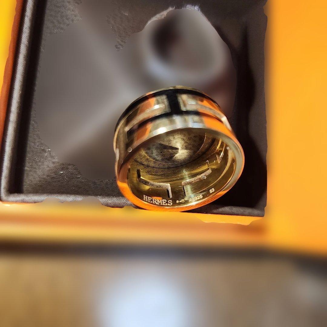 HERMES　エルメスAg925ゴールド系リング　53 オマケリング付き