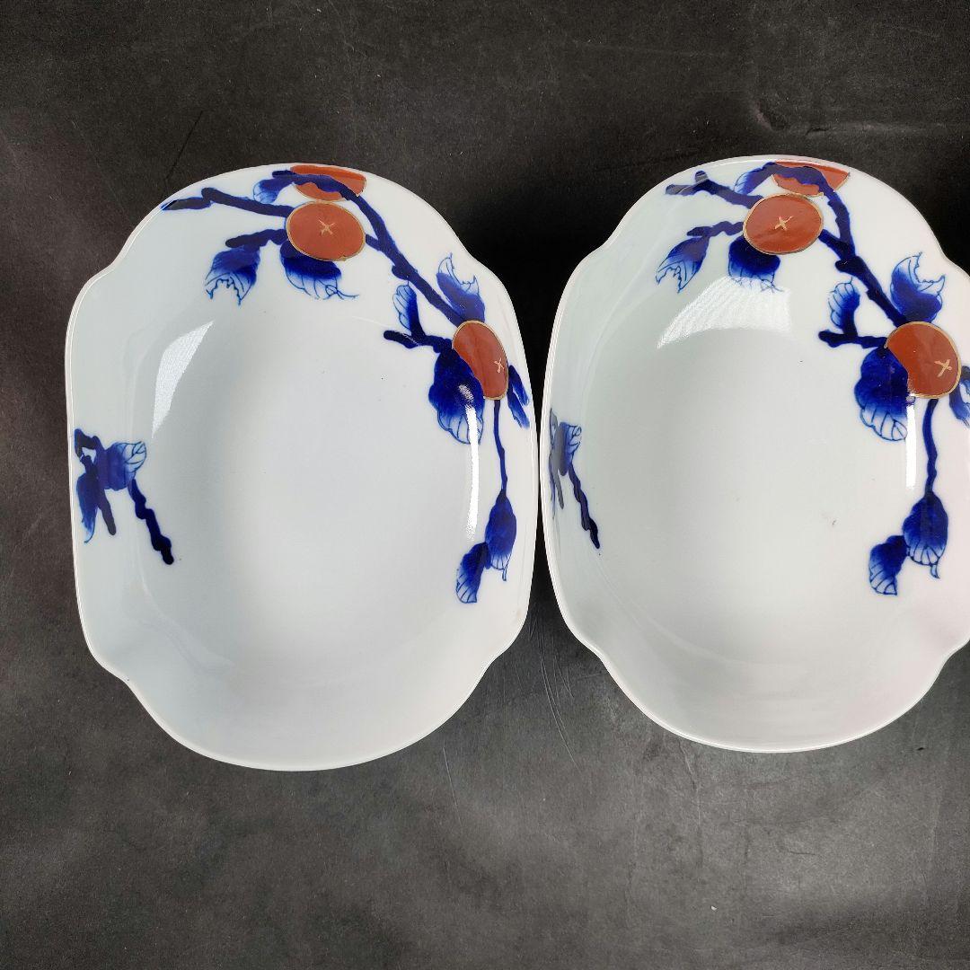 C9-3/広山窯/染錦柿文様小鉢21客/向付/和食器/懐石料理/懐石道具