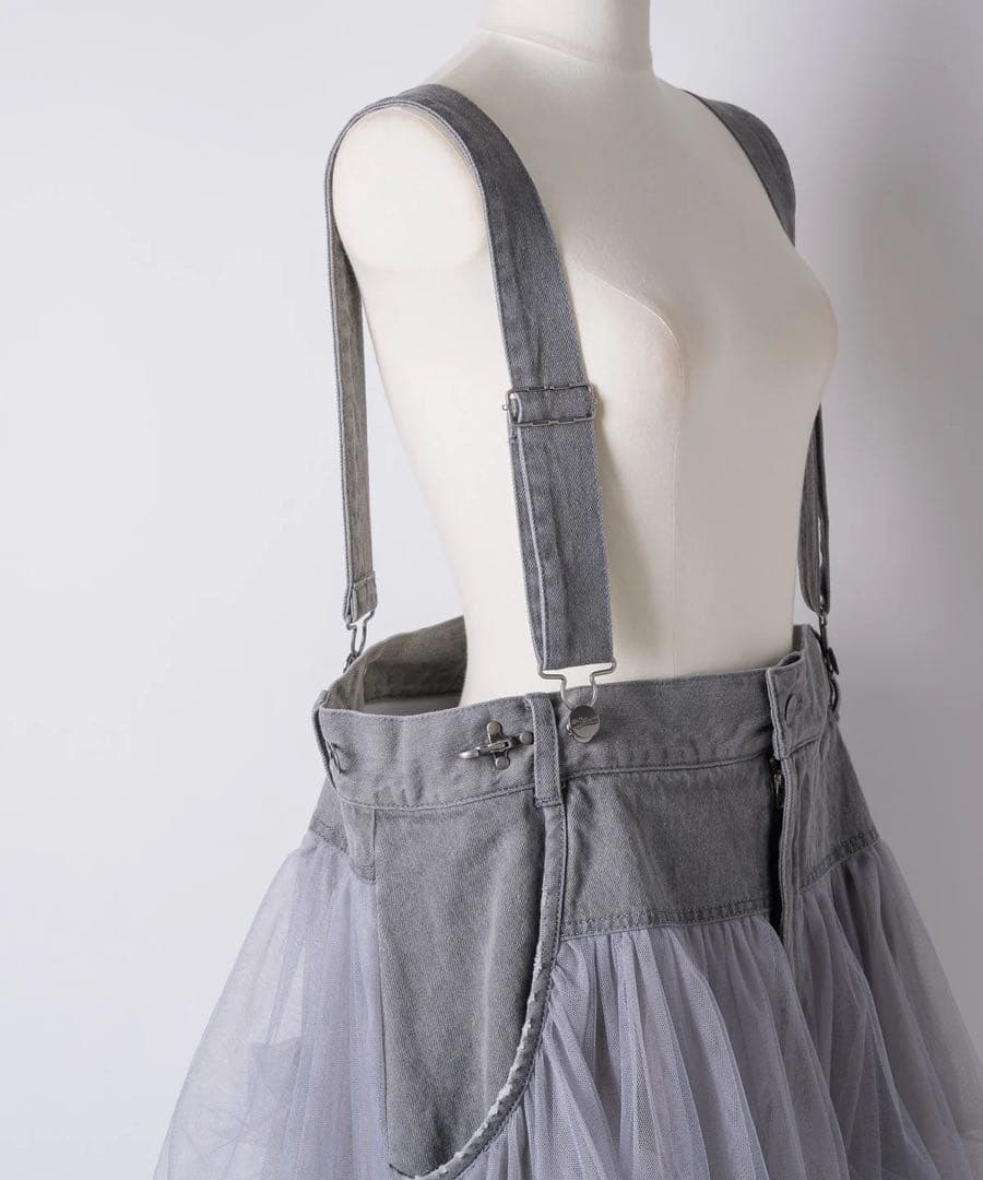 タグ付き未使用【ラベルエチュード】サスペンダーデニムチュールSK