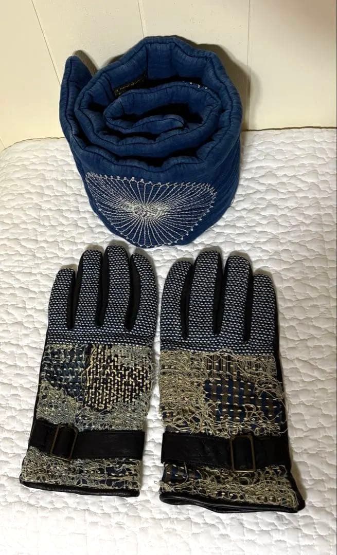 美品レア　キャピタル　刺子とレザーグローブ　手袋　襤褸　BORO サイズ3