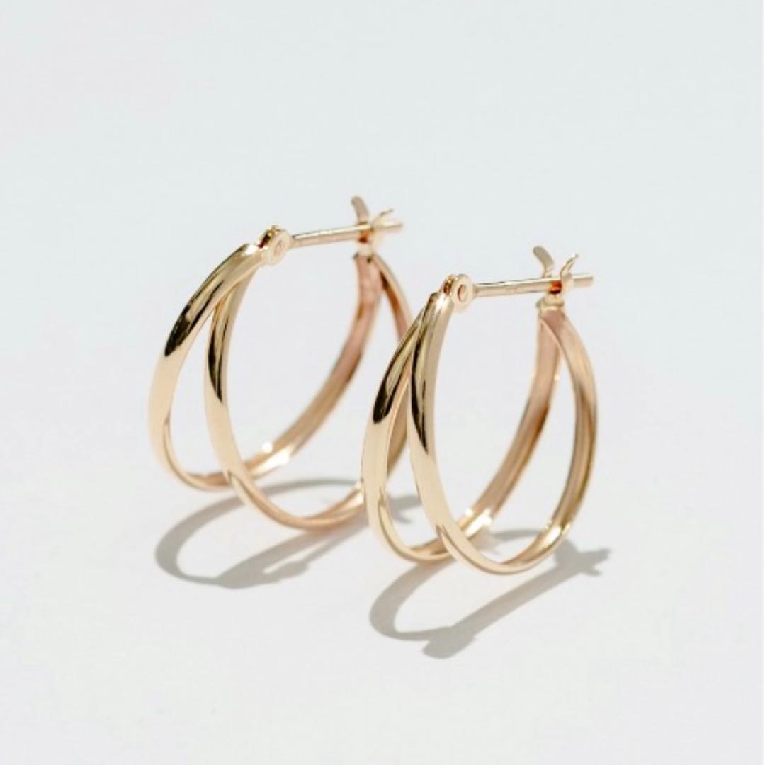 ◆L&Co.◆ K10 2連風 フープピアス