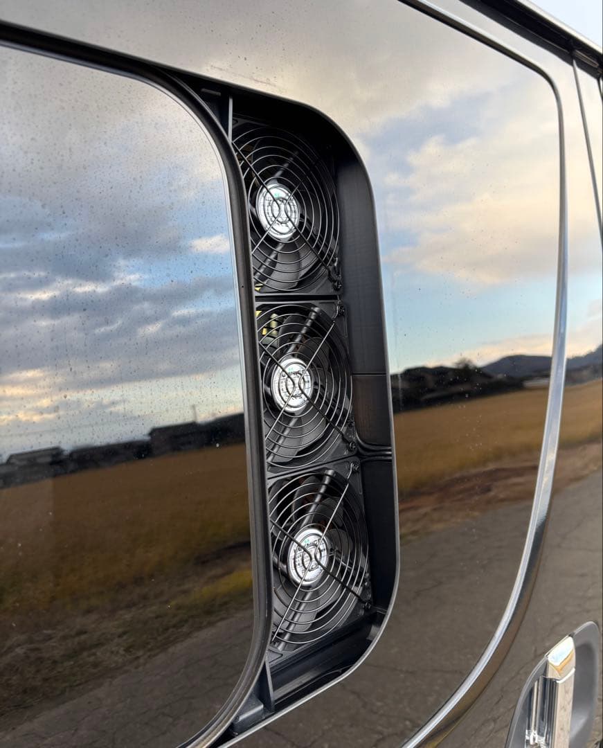 ハイエース 4型~ 換気扇 常設型 3連ファン ABS 『運転席側』防虫ネット付