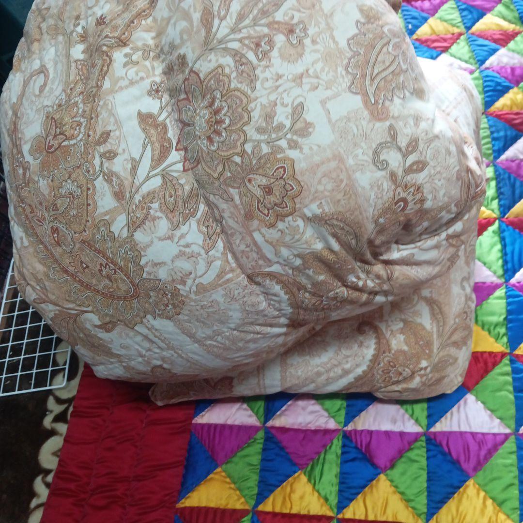 羽毛掛け布団 ベージュ系　ダウン97%　中羽毛1.1㌔ シングルサイズ