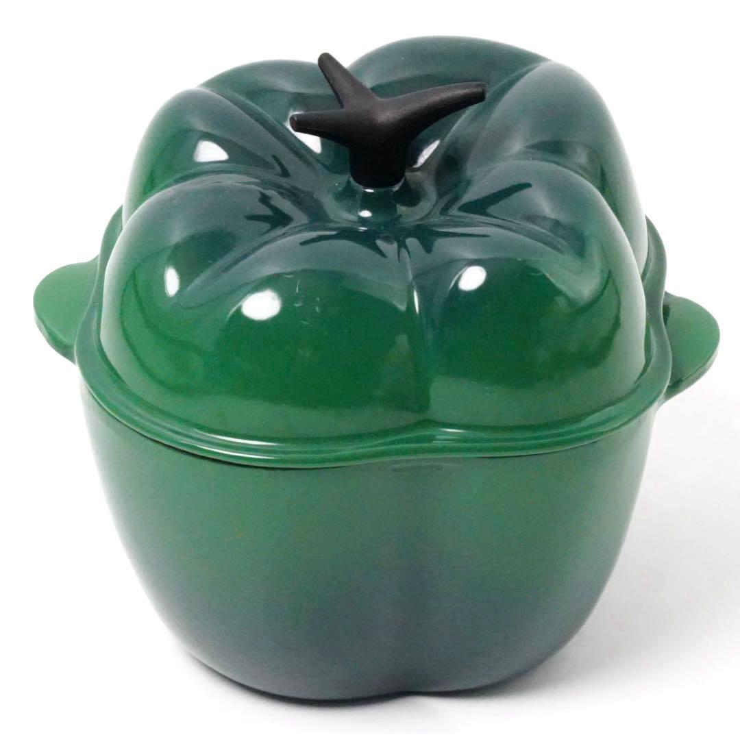【美品】LE CREUSET　ピーマンココット　グリーン　18cm ビンテージ