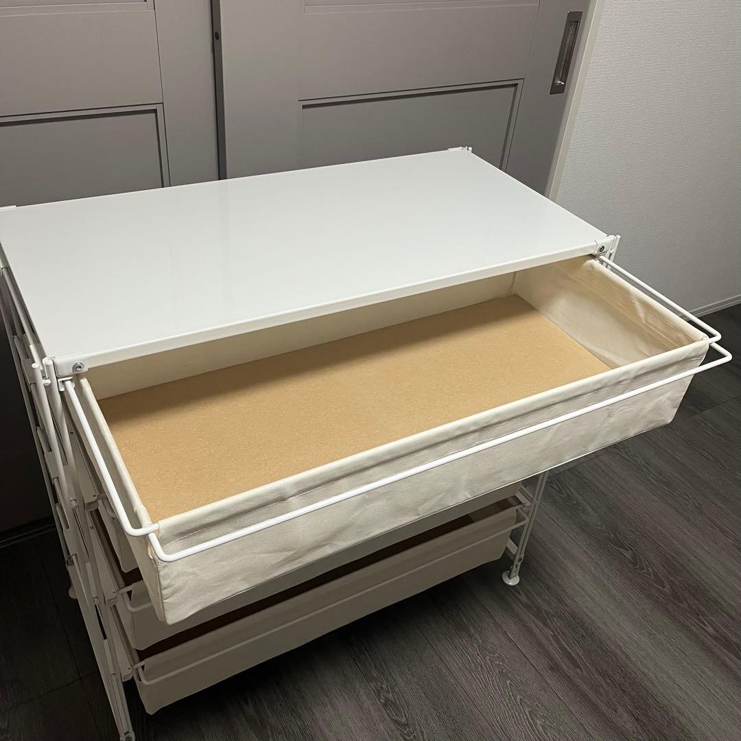 スチールユニットシェルフ 帆布バスケット4段