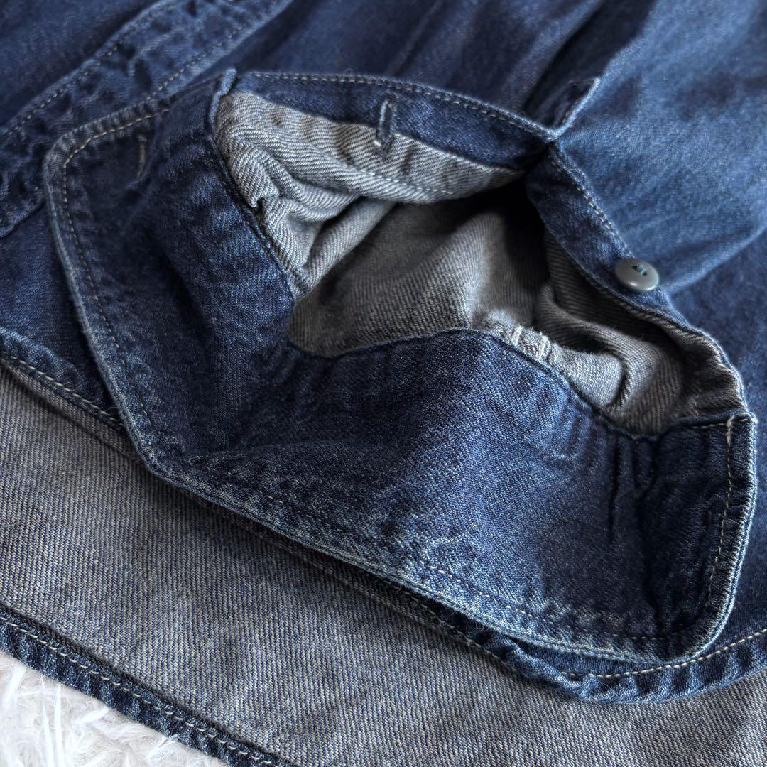 ネイバーフッド デニムシャツ ワークシャツ 丸襟 濃紺 XL