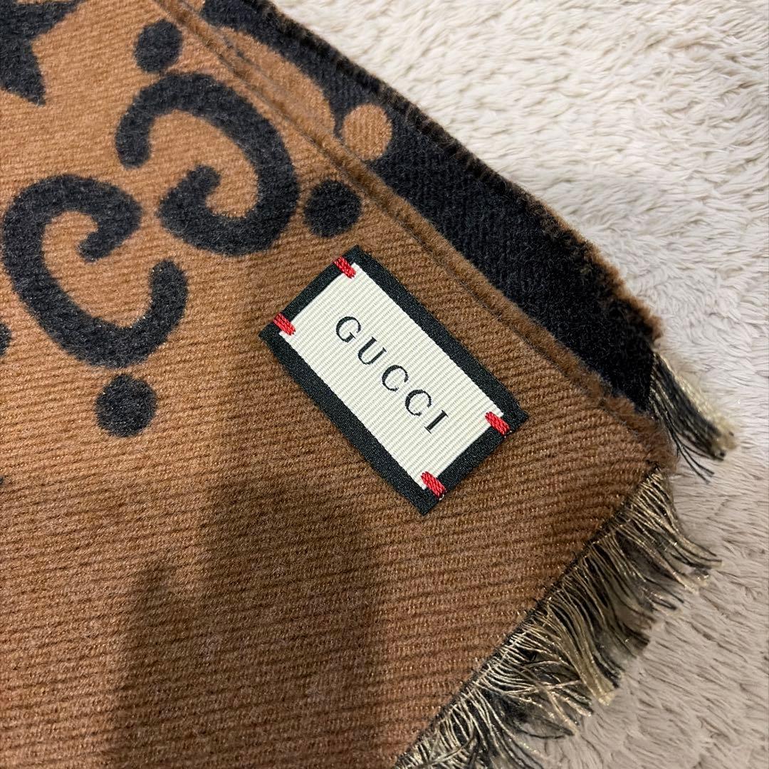 【美品】GUCCI BEE STAR GG 総柄 ウールマフラー