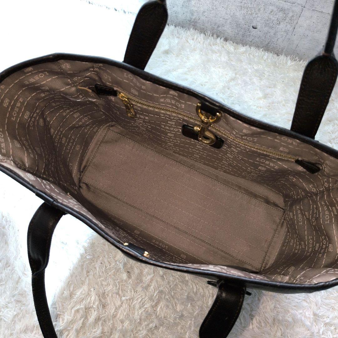 【美品 A4◎】ロエベ　ヘリテージ　トートバッグ　ビッグロゴ　ビジネス　シボ革