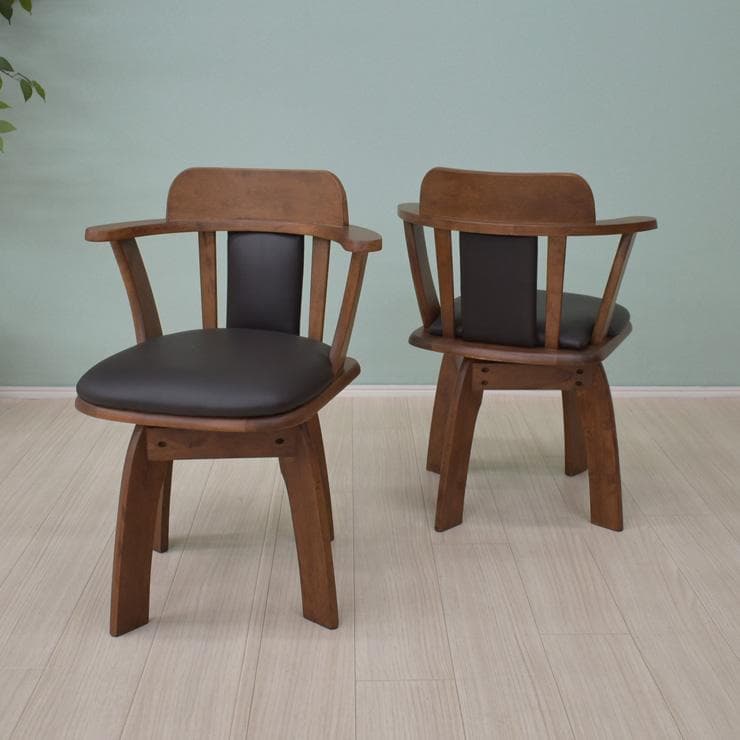 TR DC SC　8脚　アームチェア　回転式　ブラウン＊ブラック