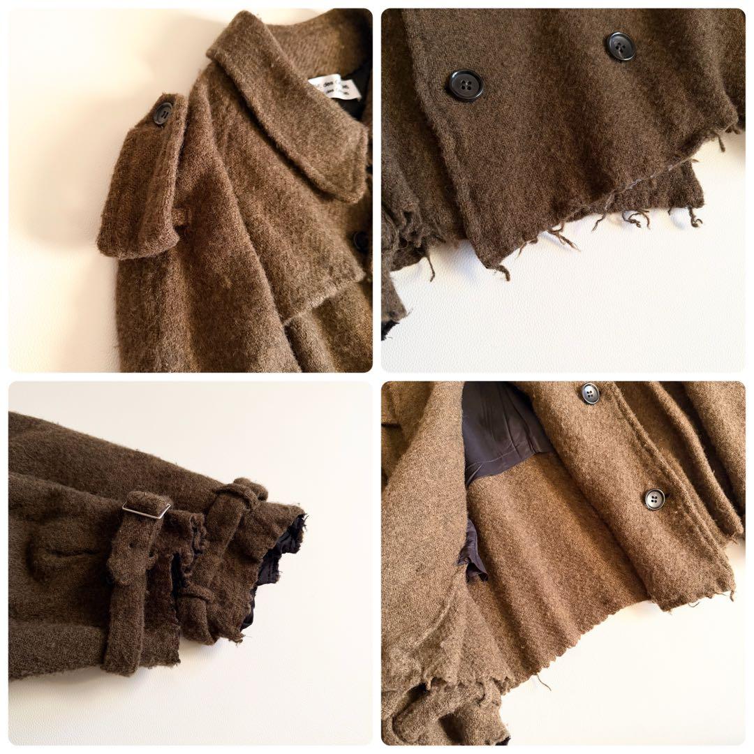 希少 【コムデギャルソン】00s 縮絨 断ち切り ショートトレンチコート