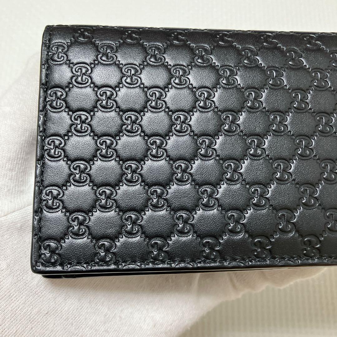 未使用　GUCCI グッチ レザー長財布　マイクロシマ　ブラック　黒