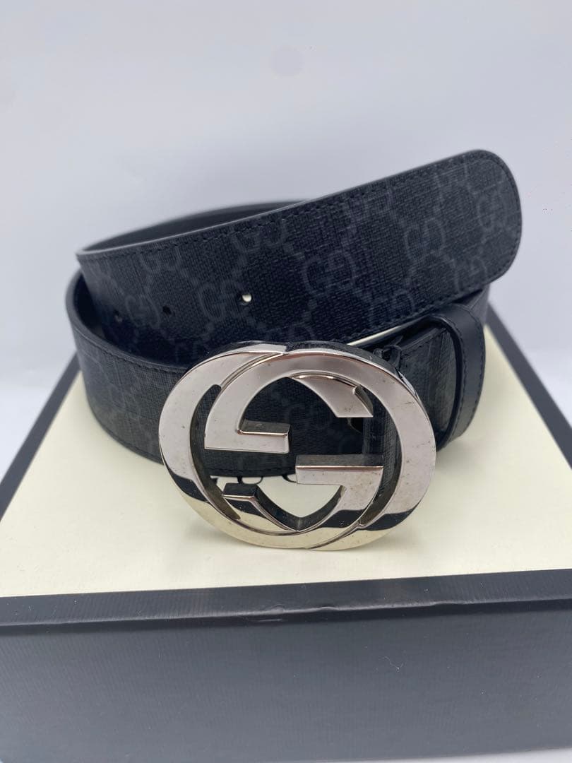 グッチ GUCCI GG スプリーム ベルト シルバー金具 メンズ KGDHX