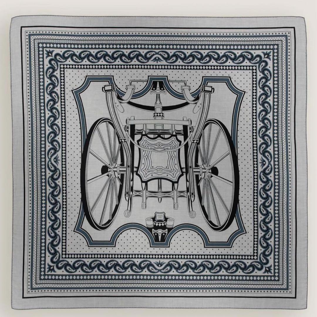 エルメス　カレジェアン　四輪馬車の車輪バンダナ　カシシル　カシミアシルク　140