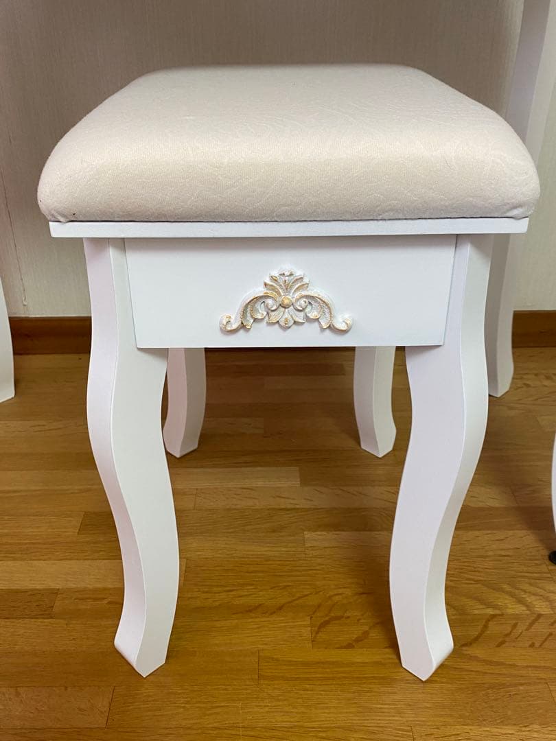 ロココ♦️ホワイトシャビー♦️猫脚ドレッサー＆スツール♦️フレンチ ローズ♦️送料込
