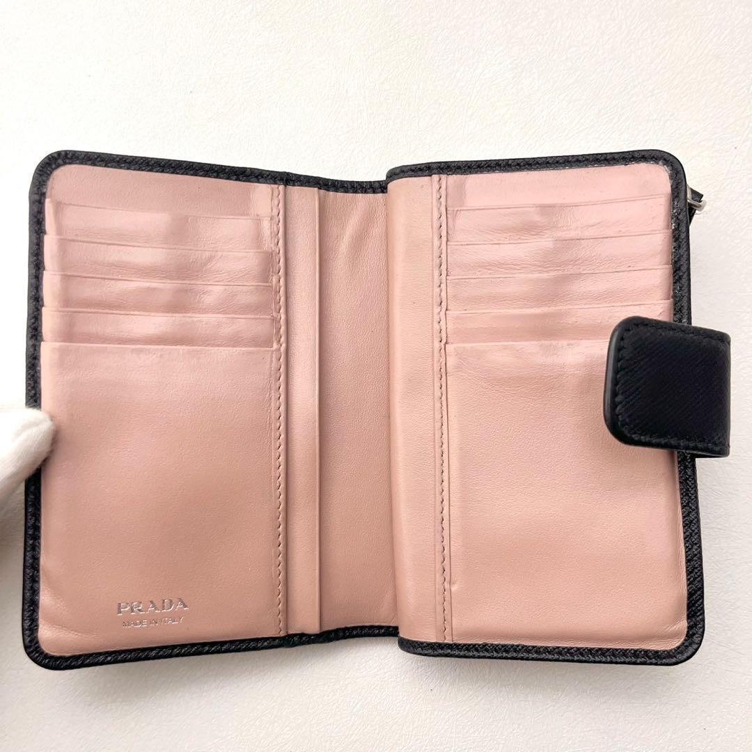 PRADA プラダ サフィアーノ バイカラー 二つ折り財布 ブラック0206-④