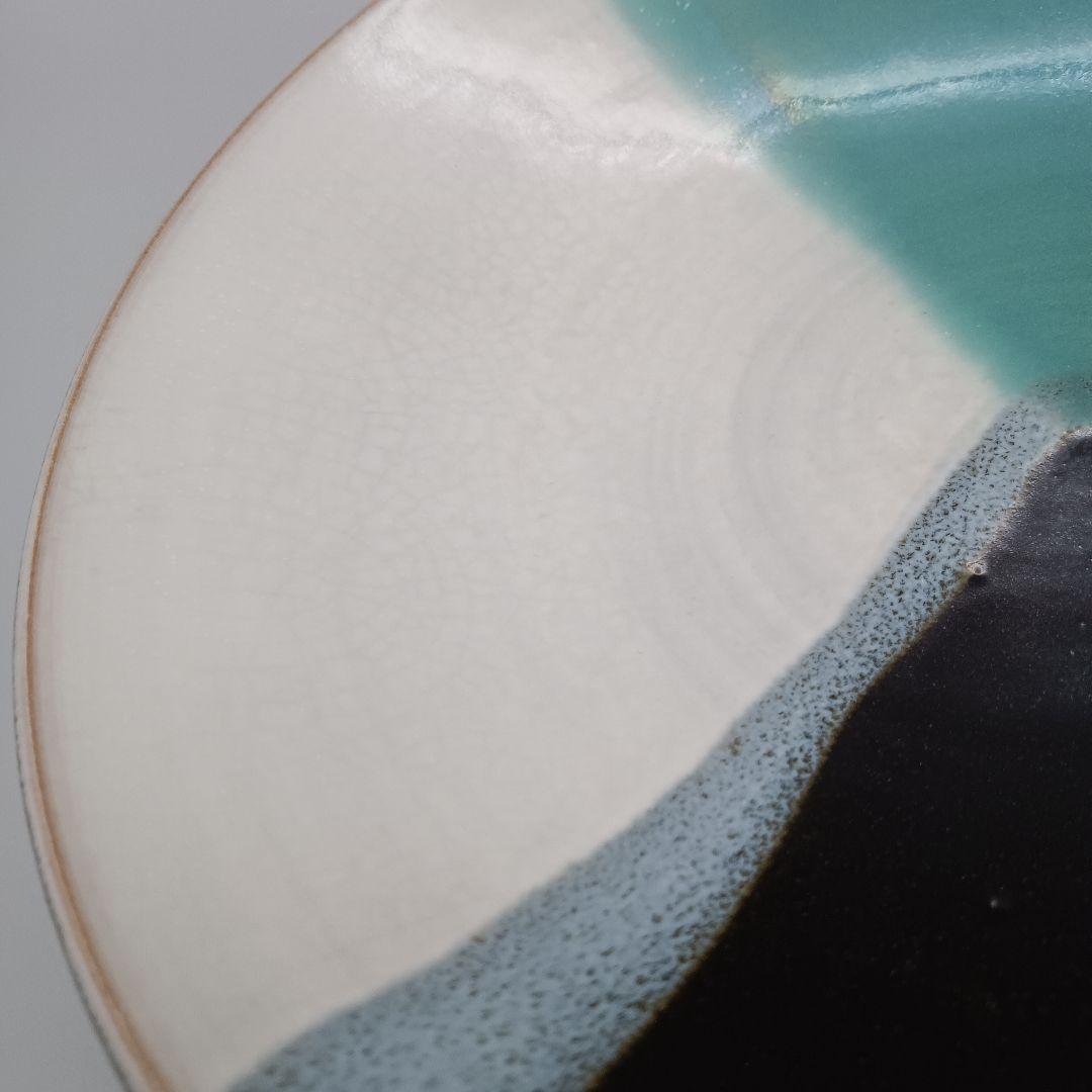 因州 中井窯 染め分け 3色 皿 2点 セット 器 六寸