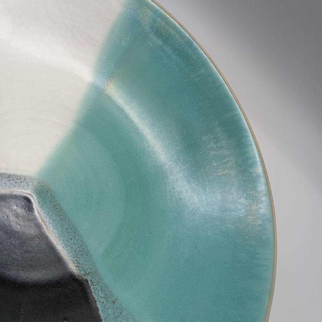 因州 中井窯 染め分け 3色 皿 2点 セット 器 六寸