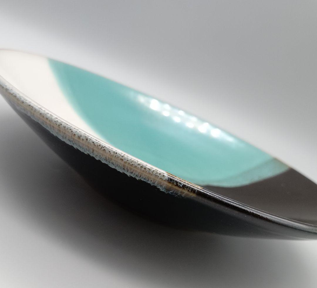 因州 中井窯 染め分け 3色 皿 2点 セット 器 六寸