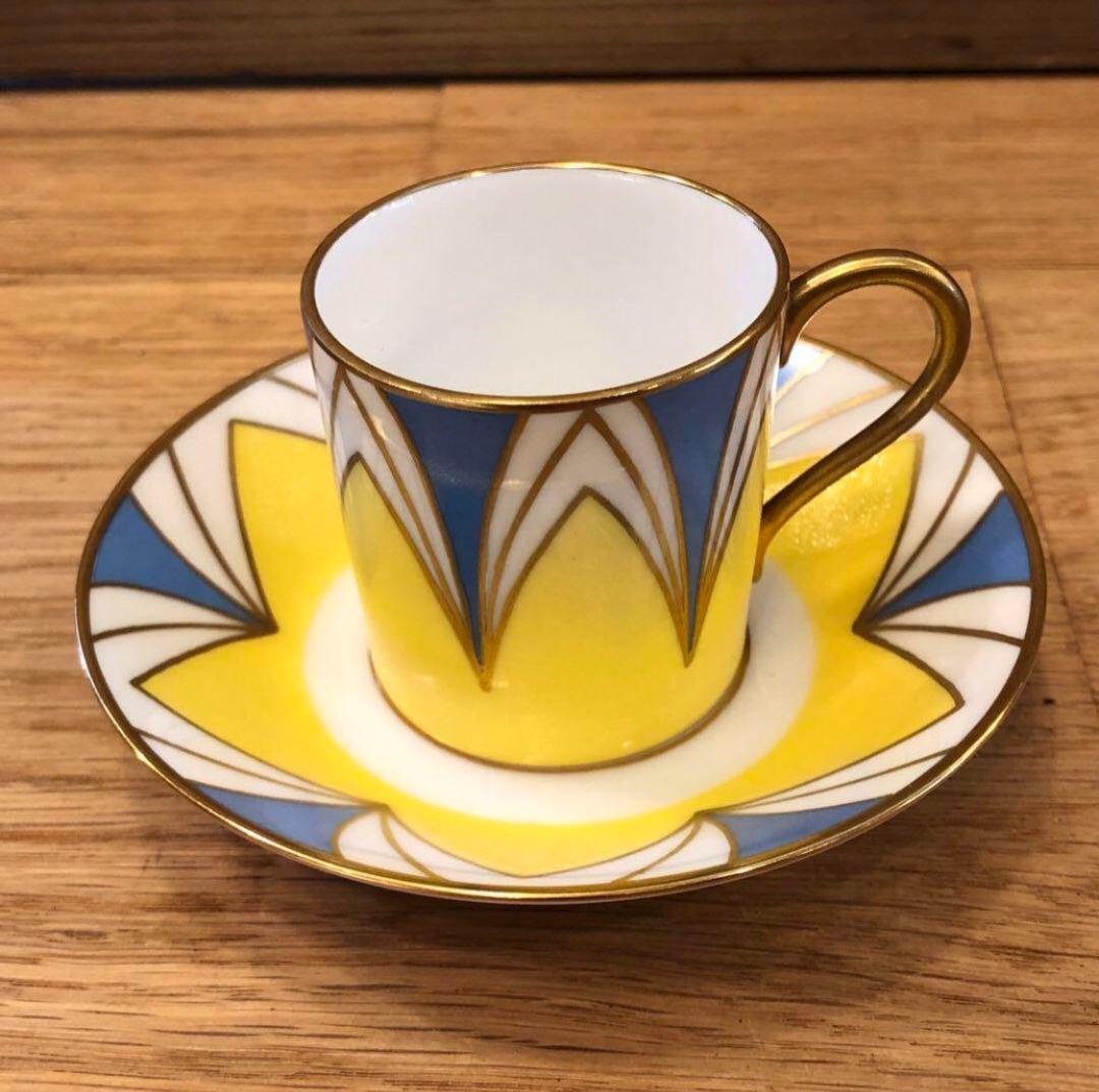 希少　ビンテージ　大倉陶園 アールデコ デミタス　カップ&ソーサー　古道具