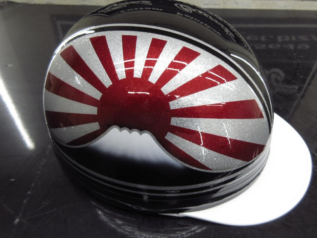 三つボタン送料込！！カスタムコルク半　富士日章　黒赤銀ラメ最安値082