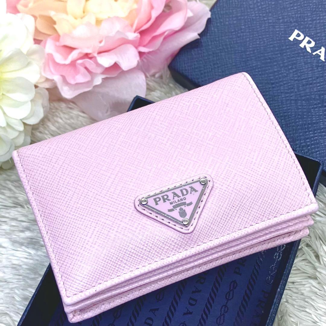 現行極美品✨ PRADA RFID内蔵 二つ折り財布 サフィアーノ 三角ロゴ
