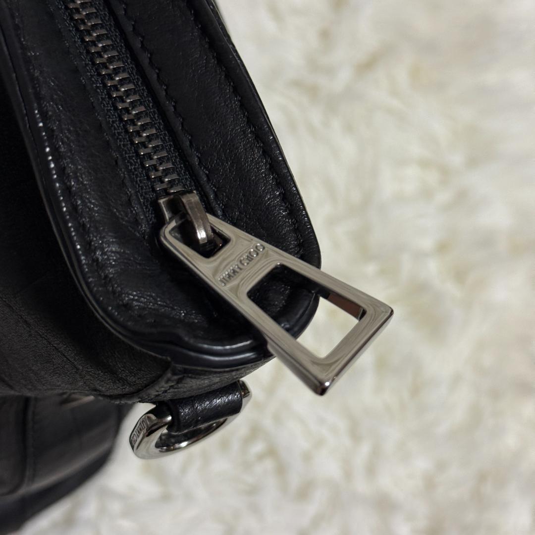 希少✨ジミーチュウ トートバッグ クロコ型押し レザー 肩掛け A4 ブラック