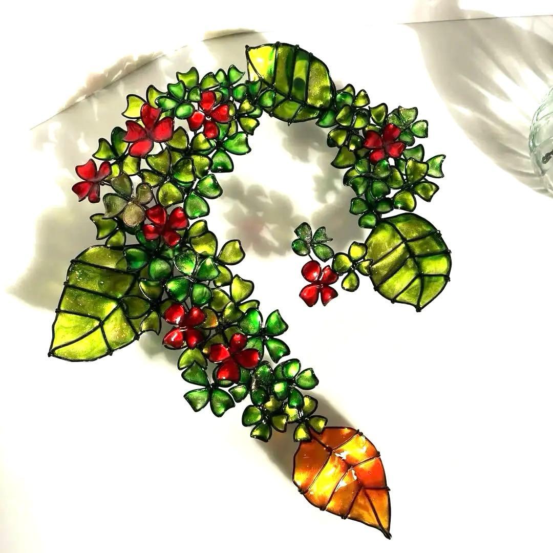 紫陽花リース　ワイヤークラフト　ディップアート 壁飾り　インテリア　アート